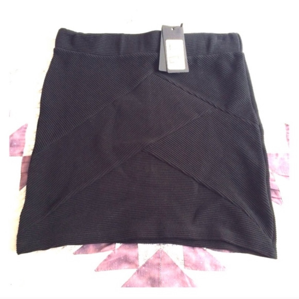 Guess black ribbed bodycon skirt